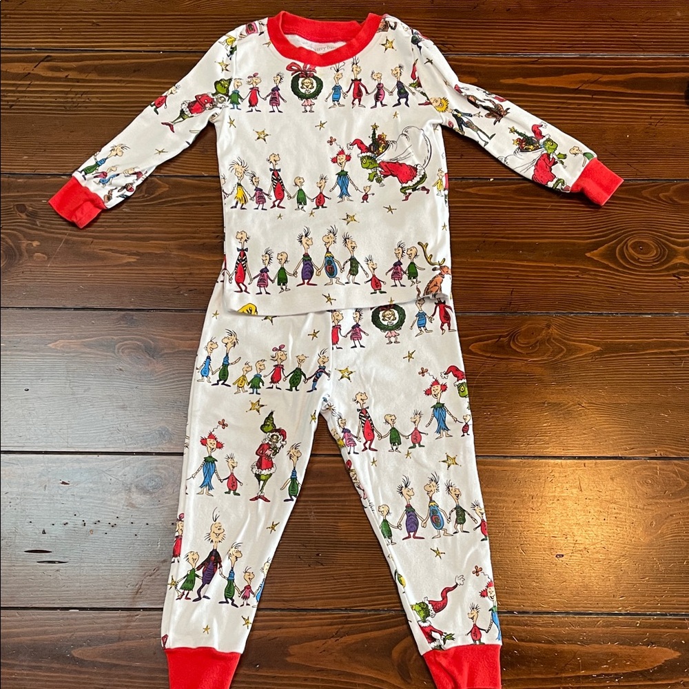 Pottery Barn Kids White and Red Pajama Set